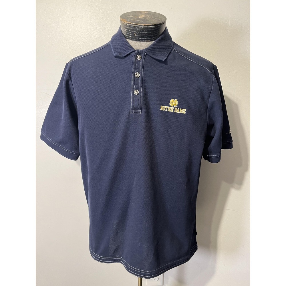Notre Dame Fighting Irish Polo Shirt Mens Medium Blue NCAA Football Tommy Bahama